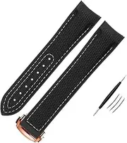 [KKFAUS] High Density Nylon Silicone Watchband For Omega Watch Band 20mm 21mm 22mm Rubber Watch Strap folding clasp Curved end wristwatches belt