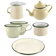 6pc Urban Style Enamel Classic Tea Kitchen Serving Set - Cottage/Green