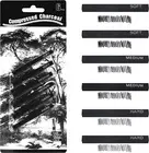 6 Pack Compressed Charcoal Sticks Soft Medium Hard for Sketching Drawing Art