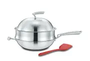 CONCORD x Duck House Premium Non-Stick 3 Ply Stainless Steel Wok w/ Lid Steamer