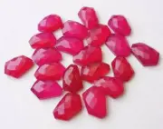 14-15mm Hot Pink Chalcedony Fancy Cabochon, 5 Pcs Hot Pink Flat Back Rose Cut