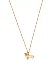 Moon & Meadow 14K Yellow Gold White Sapphire Corgi Pendant Necklace, 16-18