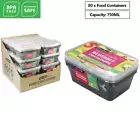 80 x Takeaway Food Containers with Plastic Lids 750ml Take away Meal Prep Box