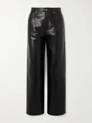 [AGOLDE] AGOLDE - Ren Cropped High-rise Wide-leg Leather Pants - Black - 24 24 Black