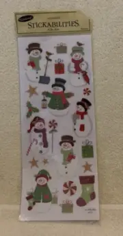 19 Pc Stickabilities SNOWMEN Glittered Scrapebook Stickers - NEW