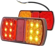 2X Trailer Tail Stop Light LED Lamps 12 LEDs Indicator Submersible 12 Volt
