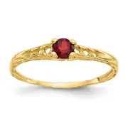 14K Yellow Gold 3mm Garnet Birthstone Baby Ring Size 3 Madi K Children's Jewelry