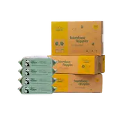 Cuddlies Bamboo Eco Nappies 0-5kg Size 1 Newborn Bundle 150 Pack & Water Wipes 4 Pack