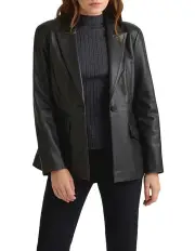 [David Lawrence] Myles Leather Blazer in Black