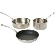Mauviel M'Urban Cookware Set 3pc Sauce Sauté Frying Pan Stainless Steel Aluminum