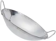BCOATH Dual-Handled Stainless Steel Wok Metal Stock Pot Kitchen Vegetable Pots Large Chinese Wok
