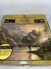 Brand New Thomas Kincaid Jigsaw Puzzle With Wicker Basket Case