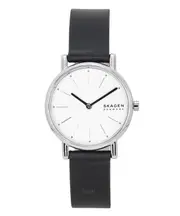 Skagen Signatur Lille Analog Leather Strap White Dial Quartz SKW3120 Ladies Women's Watch