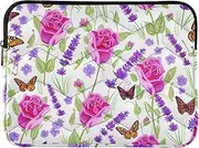 Butterfly Rose Lavender Laptop Case Laptop Bag 13 Inch Durable Computer Carrying Bag