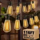 Outdoor Lights String Patio Waterproof 116ft Led With Edison Bulbs Shatterproof