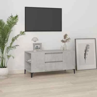 TV Cabinet Concrete Grey Wooden Entertainment Unit Table Drawers Storage Shelf