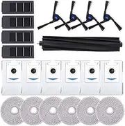 Vacuum Cleaner Roller Dust Bag Mop Cloth Side Brush Replacement Accessories. Compatible for Deebot X2 Omni(X2 Omni Black Set)