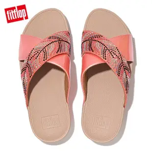 【FitFlop】LULU CRYSTAL FEATHER SLIDES 閃耀多色水鑽交叉涼鞋-女(柔和粉)