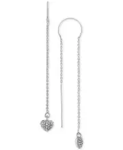 RACHEL Rachel Roy Silver-Tone Pavé Heart Threader Earrings