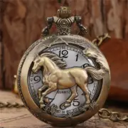 Retro Horse Gifts for Women Men Quartz Movement Pocket Watch White Arabic Dial