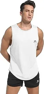 [LORSPORTCH] Men's Tank Top, Fitness T-Shirt, Muscle Fitness Training Running Shirt, Fitness Tank Top, Sleeveless T-Shirt, White, L