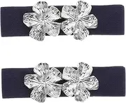 [NOLITOY] 2Pcs Women Elastic Waist Belt with Flower Buckle Retro Wide Stretchy Fashion Accessories for Casual and Formal Occasions for Dresses and Swimsuits