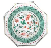 White Marble Coffee Table Top with Unique Art Inlay 21 x 21 Inches Corner Table
