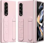 Compatible with Samsung Galaxy Z Fold 4 Screen Protector Case,Full Body Protective Case with Adjustable Kickstand+Finger Strap Handheld Design Shockproof Flip Slim Phone Case Drop Protective Cover(Pin