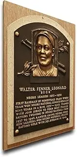 MLB Homestead Grays Buck Leonard Baseball Hall of Fame Plaque on Canvas, Medium, Brown