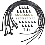 RLP HEI Universal Spark Plug Wire Set 8mm with Black Silicone Jacket and 90 Degree Boots Replaces MSD 5553