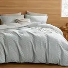 Grayish Blue Comforter Set - Soft Checkered Bedding Set for Queen 04 - Grey