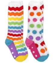 Jefferies Socks Girls Knee High Fun Comfy Fuzzy Slipper Socks Non-Skid Sock 2 Pr