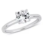 Amour 10k White Gold Created White Sapphire Solitaire Ring