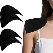 [Flomiara] 2 Pairs Shoulder Pads with Velcro, Thickness 1.5cm Breathable Sponge DIY Pads Shoulder Enhancer Sewing Supplies for Women Men Sloping High Low Shoulders Clothes Shirts Blazers Dresses, Black