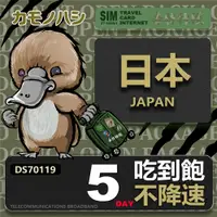 在飛比找PChome24h購物優惠-【鴨嘴獸 旅遊網卡】Travel sim日本5天 吃到飽 純