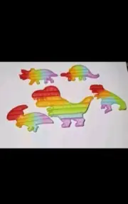 Fidget Toy Dinosaur Sensory Pop It ADHD Autism Glow In Dark 5 Pk Rainbow Colors