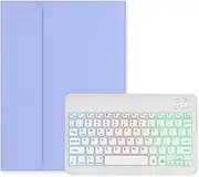 Backlit Keyboard Case for Galaxy Tab S10 FE / S9 FE 10.9 inch, Tab S9/S8/S7 11" Case with Detachable Keyboard RGB Colorful Backlight Cute Candy Color Case,Purple+White