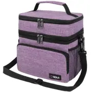 Insulated Lunch Bag for Men Women, Large Dual Compartment Cooler Bag, Soft Tw...