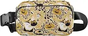 [GuoChe] Fashionable Waist Pack Crossbody Bag Men Women Happy Halloween Ghosts Gold Pumpkins Small Sling Bag Travel Accessory with Adjustable Strap for Cycling Hiking Gym, Happy Halloween161, 8" x 5.3" x 2.3",