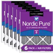 Nordic Pure 8x20x1 Furnace Air Filters MERV 8 Pleated Plus Carbon 6 Pack