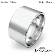 Men Wedding Band Comfort Fit Pipe Cut Ring 12mm 14k White Gold 16.2g 11-11.75