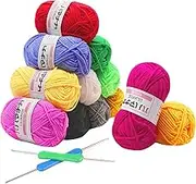 Acrylic Yarn Skeins 12x25g Soft Yarn for Crocheting and Knitting Craft Project Assorted Starter Crochet Kit
