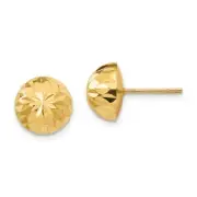 14K Yellow Gold Diamond Cut 9mm Button Swirl Stud Earrings Madi K Childs Jewelry