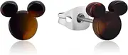 [Disney] Women's Tortoise shell Mickey Studs Stud Earrings, Silver, 1CM