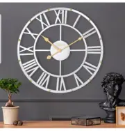 Tulivios 16" Silver Indoor/Outdoor Wall Clock Rustic Metal Battery Operated