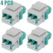 4 Pcs LC/UPC OM3 Duplex Multi Mode Fiber Optical Coupler Keystone Jack Aqua