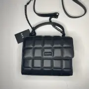 DKNY Black Quilted Queenie Top Handle Crossbody Chain Bag NWT