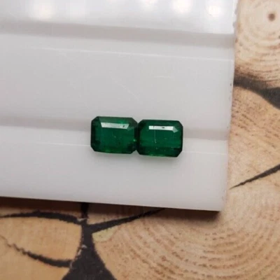 Natural Emerald Pair 0.84 cts Loose Untreated Emerald Faceted Octagon gemstone