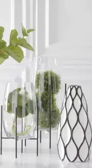 16 INCH BLACK & WHITE Diamond Pattern Vase