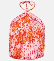 [Poupette St Barth] Poupette St Barth Isabelle floral halterneck top AU 10 red